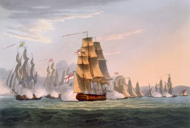 1810年5月3日、ルパルヴィエールの捕獲、ジェームズベイリー（bc1785）によって刻まれたジェームズジェンキンスの「イギリスの海軍功績」から、1816年に出版された（着色されたアクアチント）